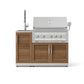 Premium outdoor grill set with stainless cabinets, built-in sink, and wood doors, perfect for luxury outdoor kitchens.