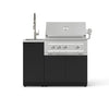 NewAge Products Classic Series Grill Island - 3PC Modular Outdoor Kitchen with Platinum Grill and 16” Sink Cabinet | C-SSI - Matte Black