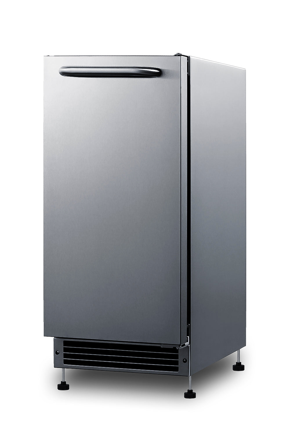 Summit BIM271OS icemaker on leveling legs with kickplate removed