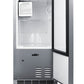 Summit BIM271OS icemaker with door open, showing the removable ice bucket