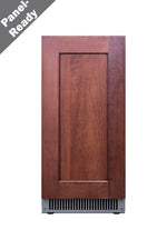 Summit BIM62ADAPNR 15-inch panel-ready clear icemaker, front view with custom panel installed