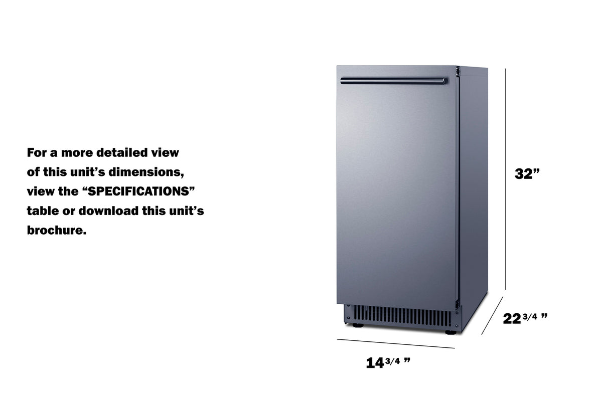 Summit BIM63OSADA dimensions: 32 inches high, 14 3/4 inches wide, 22 3/4 inches deep