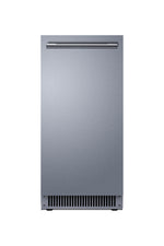 Summit BIM63OSADA 15-inch outdoor clear icemaker, front view with stainless steel door and handle