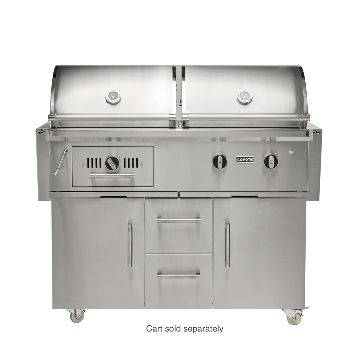 Coyote 50&quot; Hybrid Gas and Charcoal Built-In Grill | Stainless Steel | C3HY50