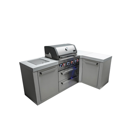 Mont Alpi 400 Classic Island with 90 Degree Corner | 4-Burner Grill, Stainless Steel | MAi400-90