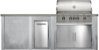 Haven 8 Ft Coyote Right Side Grill Outdoor Kitchen Island with Plain Panel | HCOY96PAN-R