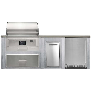 Haven 8 Ft Coyote Pellet Outdoor Kitchen Island with 24" Refrigerator | HCOY96PREF