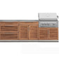 Premium modular outdoor kitchen with stainless steel countertop, built-in grill, and modern storage cabinets.