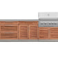 Premium modular outdoor kitchen with wood drawers, built-in grill, and modern cabinets for stylish outdoor cooking.
