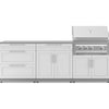 NewAge Products Classic Series Grill Island - 5PC Modular Outdoor Kitchen with Platinum Grill, 32” Drawer Cabinet, and Bar Cabinet | C-DRBA - Louvered White