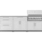 Modular outdoor kitchen island with stainless steel cabinets, built-in gas grill, and premium modern finish.