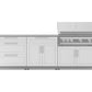 Premium stainless steel outdoor kitchen cabinets with drawers, storage, and built-in gas grill for luxury patios.