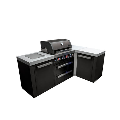 Mont Alpi 400 Black Stainless Steel Island with 90 Degree Corner | 4-Burner Grill | MAi400-BSS90