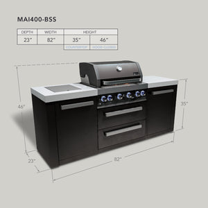 Mont Alpi 400 Black Stainless Steel Island | 4-Burner Grill | MAi400-BSS