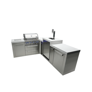 Mont Alpi 400 Classic Island with 90 Degree Corner and Kegerator | 4-Burner Grill, Stainless Steel | MAi400-90KEG