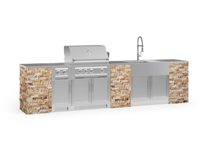 NewAge Products Signature Series Grill Island - 11PC Modular Outdoor Kitchen with Platinum Grill, Farmhouse Sink, and Dual Side Burner