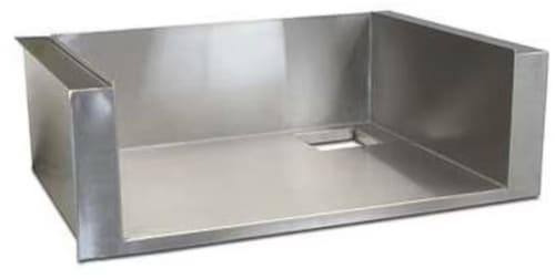 Premium stainless steel BBQ grill island liner with three-sided and rear cutouts, ideal for custom outdoor kitchens.