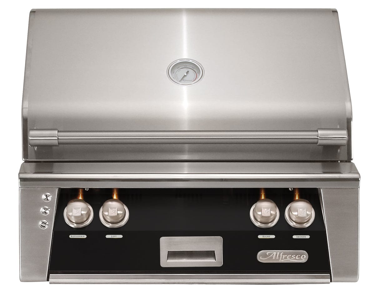 Alfresco Grills Alfresco 30” Built-In Luxury Gas Grill / Stainless Steel, 18SR Burners, Smoker, Infrared Rear Burner, Rotisserie, Cover / ALXE-30