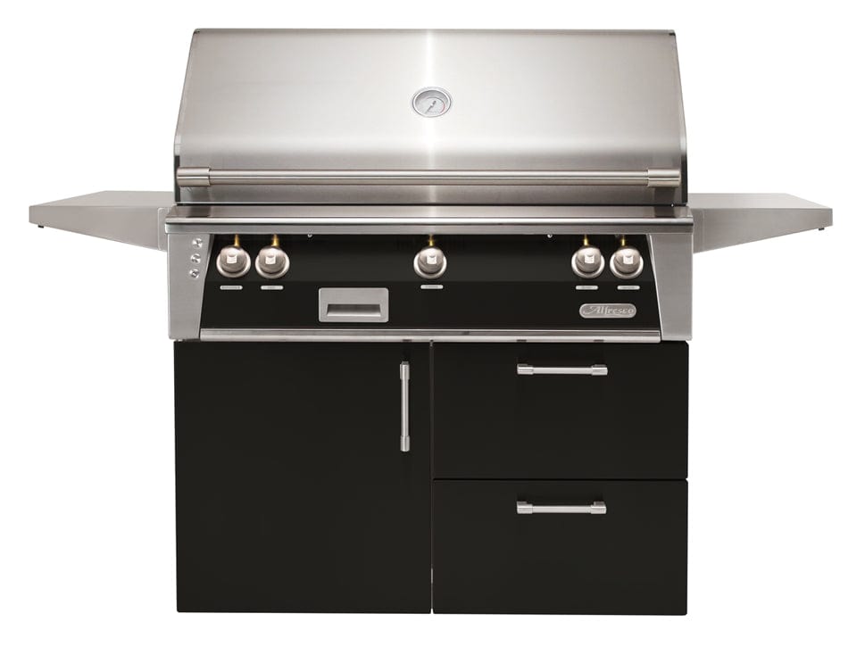 Alfresco Grills Alfresco 42” Freestanding Deluxe Cart Luxury Gas Grill / Stainless Steel, 18SR Burners, Smoker, Infrared Rear Burner, Rotisserie, Cover / ALXE-42CD