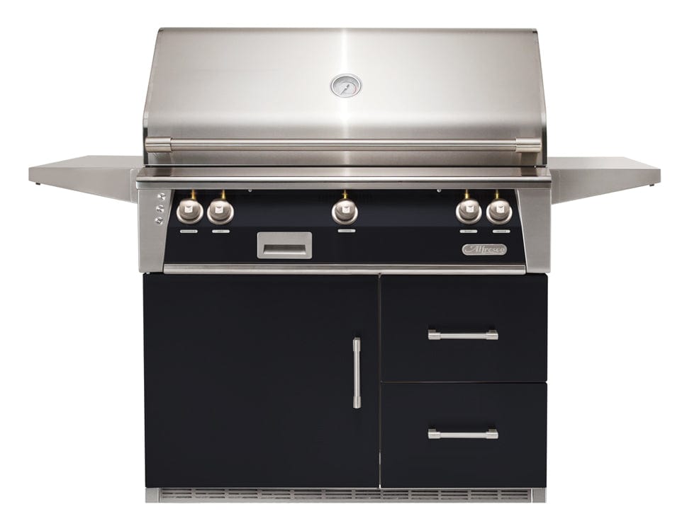 Alfresco Grills Alfresco 42” Freestanding Refrigerated Cart Luxury Gas Grill / Stainless Steel, 18SR Burners, Smoker, Infrared Rear Burner, Rotisserie, Cover / ALXE-42R