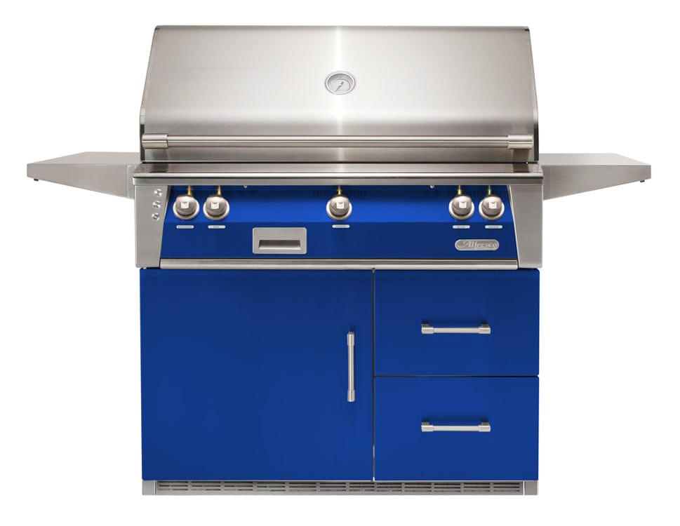 Alfresco Grills Alfresco 42” Freestanding Refrigerated Cart Luxury Gas Grill / Stainless Steel, 18SR Burners, Smoker, Infrared Rear Burner, Rotisserie, Cover / ALXE-42R