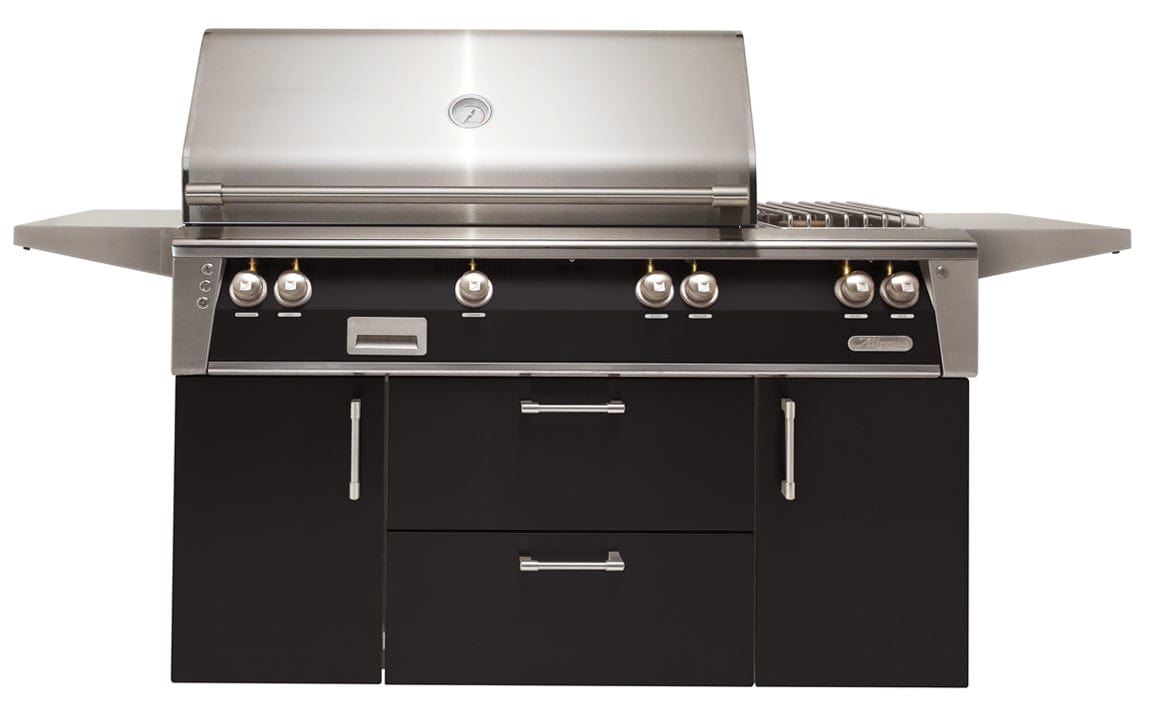 Alfresco Grills Alfresco 56” Deluxe Freestanding Cart Luxury Gas Grill / Stainless Steel, 18SR Burners, Smoker, Infrared Rear Burner, Dual Side Burner, Rotisserie, Cover / ALXE-56C