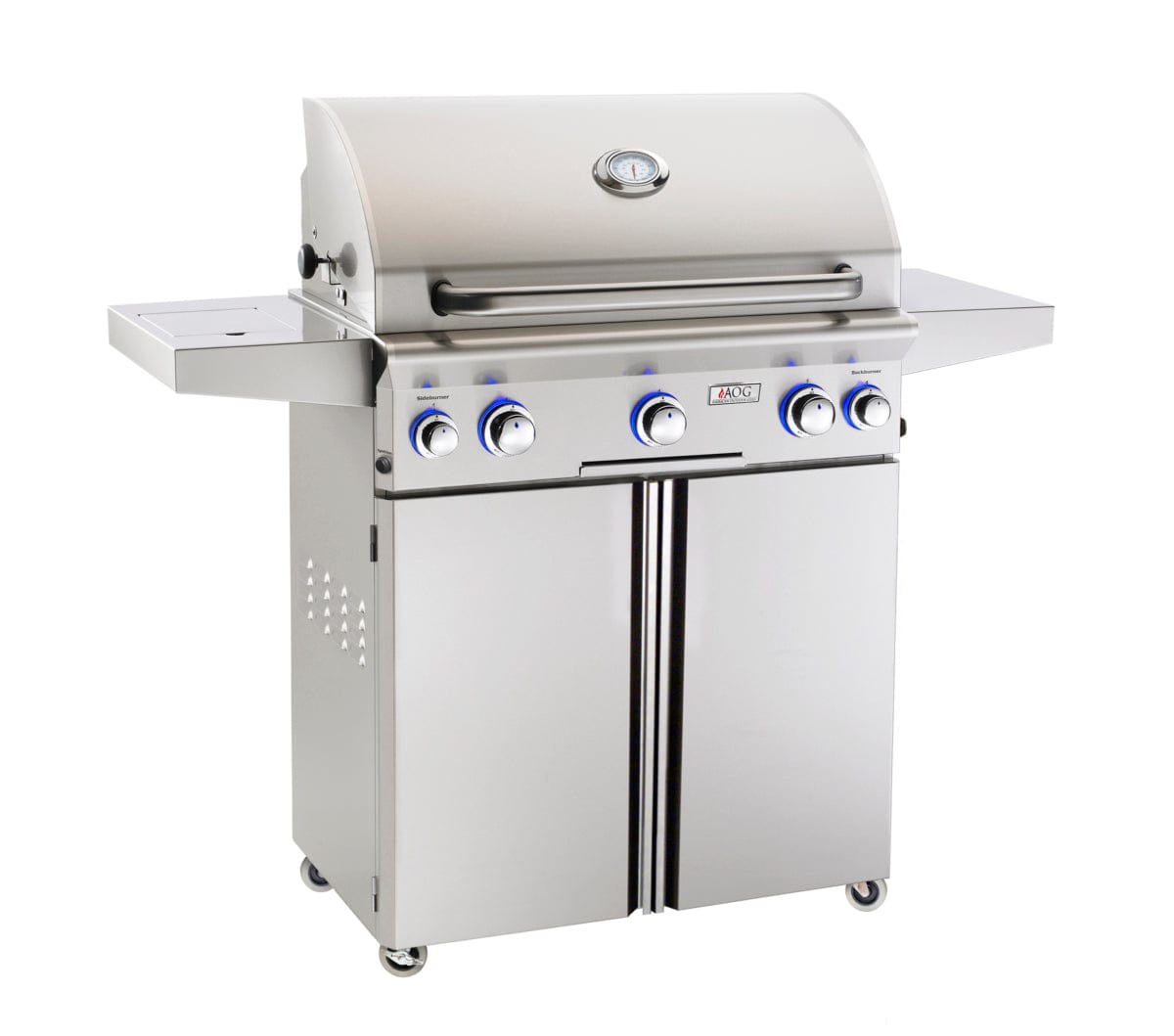 American Outdoor Grill Grills Liquid Propane American Outdoor Grill L-Series 30” Freestanding Cart Gas Grill / Side Burner, Rotisserie Backburner, Optional Sear Burner / 30PCL