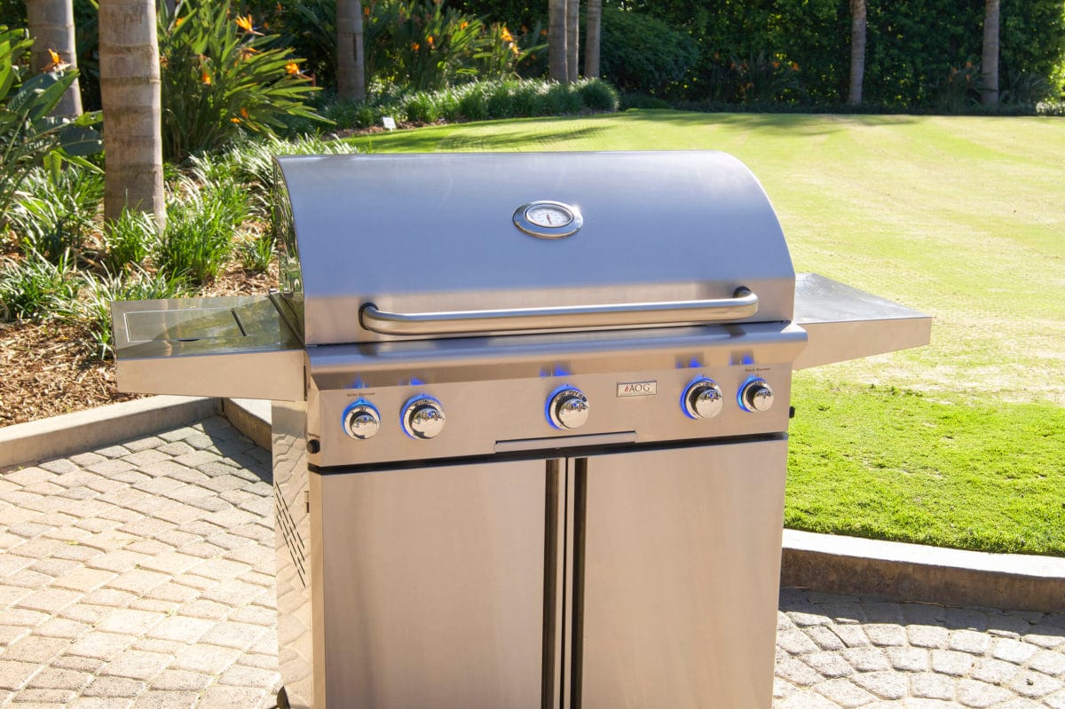 American Outdoor Grill Grills Liquid Propane American Outdoor Grill L-Series 36" Freestanding Cart Gas Grill / Side Burner, Rotisserie Backburner, Optional Sear Burner/ 36PCL