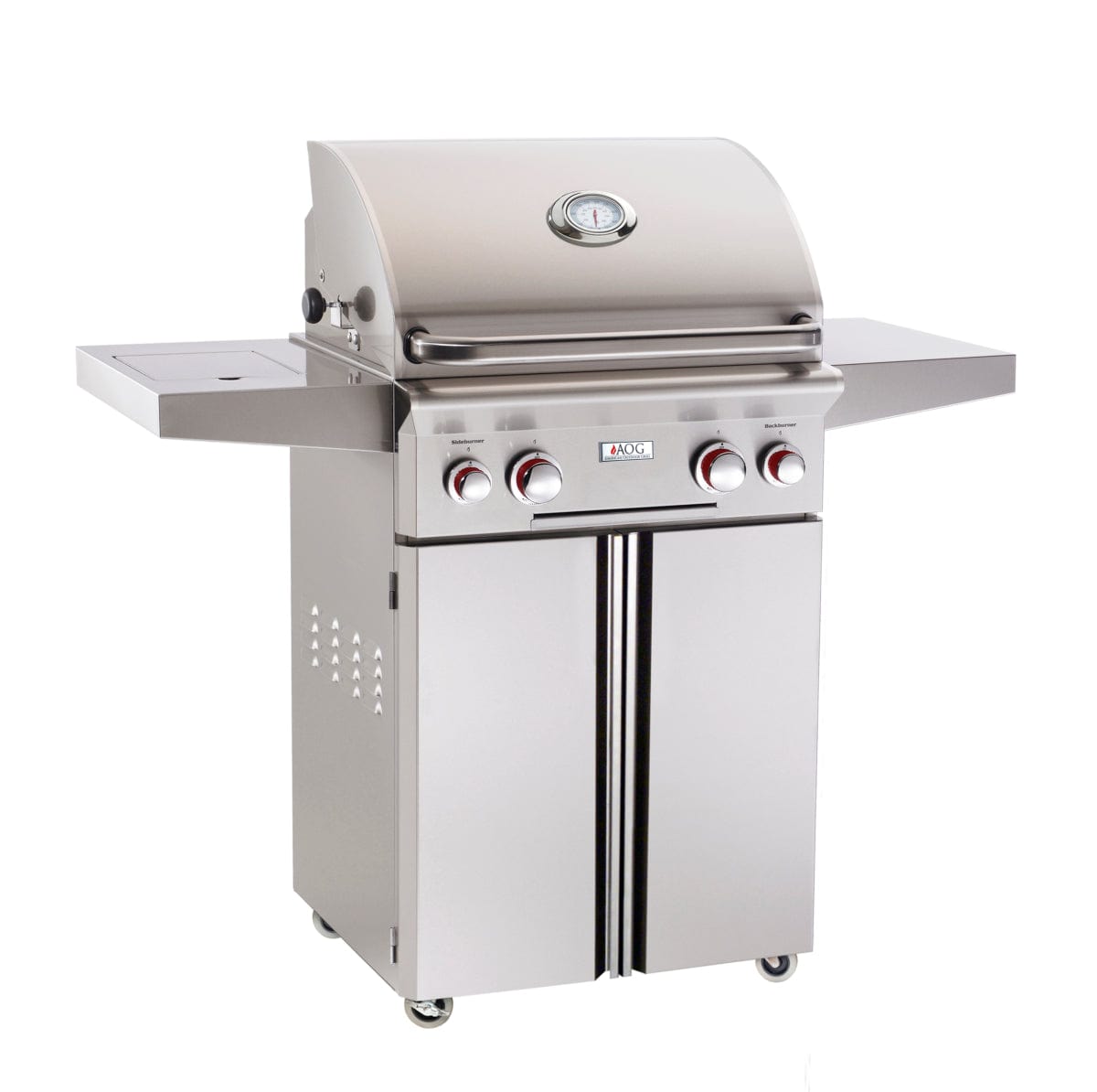 American Outdoor Grill Grills Liquid Propane American Outdoor Grill T-Series 24” Freestanding Cart Gas Grill / Side Burner, Rotisserie Backburner / 24PCT