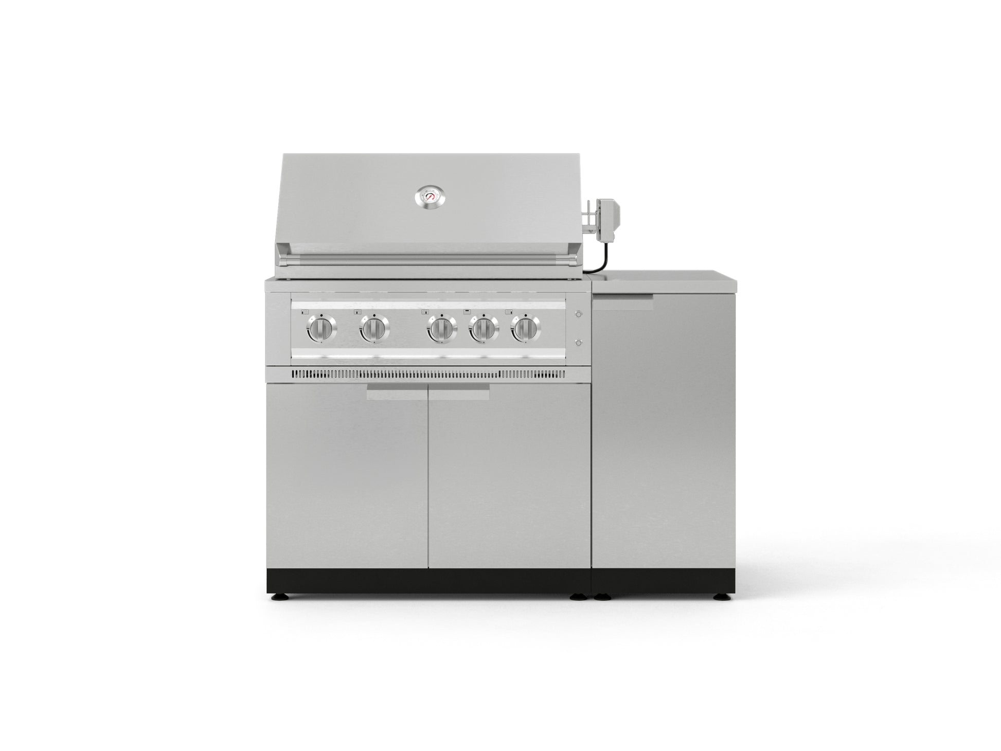 Premium 304 stainless steel gas grill with 4 control knobs and side burner, perfect for modular outdoor kitchens.