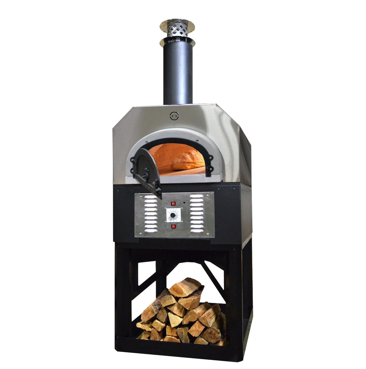 Chicago Brick Oven Pizza Ovens Natural Gas / Residential / Stainless Steel Chicago Brick Oven Dual Fuel Pizza Oven / CBO-750 on Stand / Hybrid (Gas/Wood) / CBO-O-STD-750-HYB