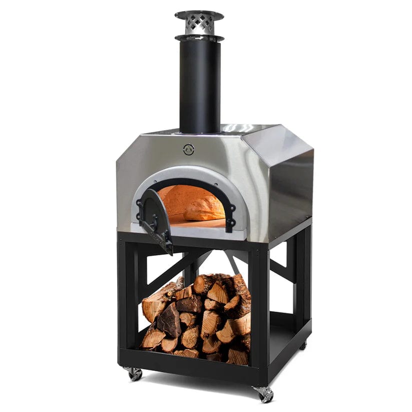 Chicago Brick Oven Pizza Ovens Stainless Steel Chicago Brick Oven Mobile Wood Fired Pizza Oven / CBO-750 on Wheeled Cart / CBO-O-MBL-750