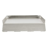 Premium stainless steel Teppanyaki griddle with raised edges, perfect for outdoor power burners and flat-top grills.