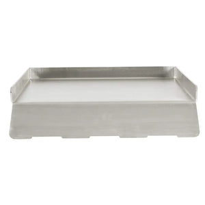 Premium stainless steel Teppanyaki griddle with raised edges, perfect for outdoor power burners and flat-top grills.