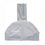 Premium 30-inch pizza oven cover with tall vertical design and front Coyote logo, ideal for outdoor kitchens.