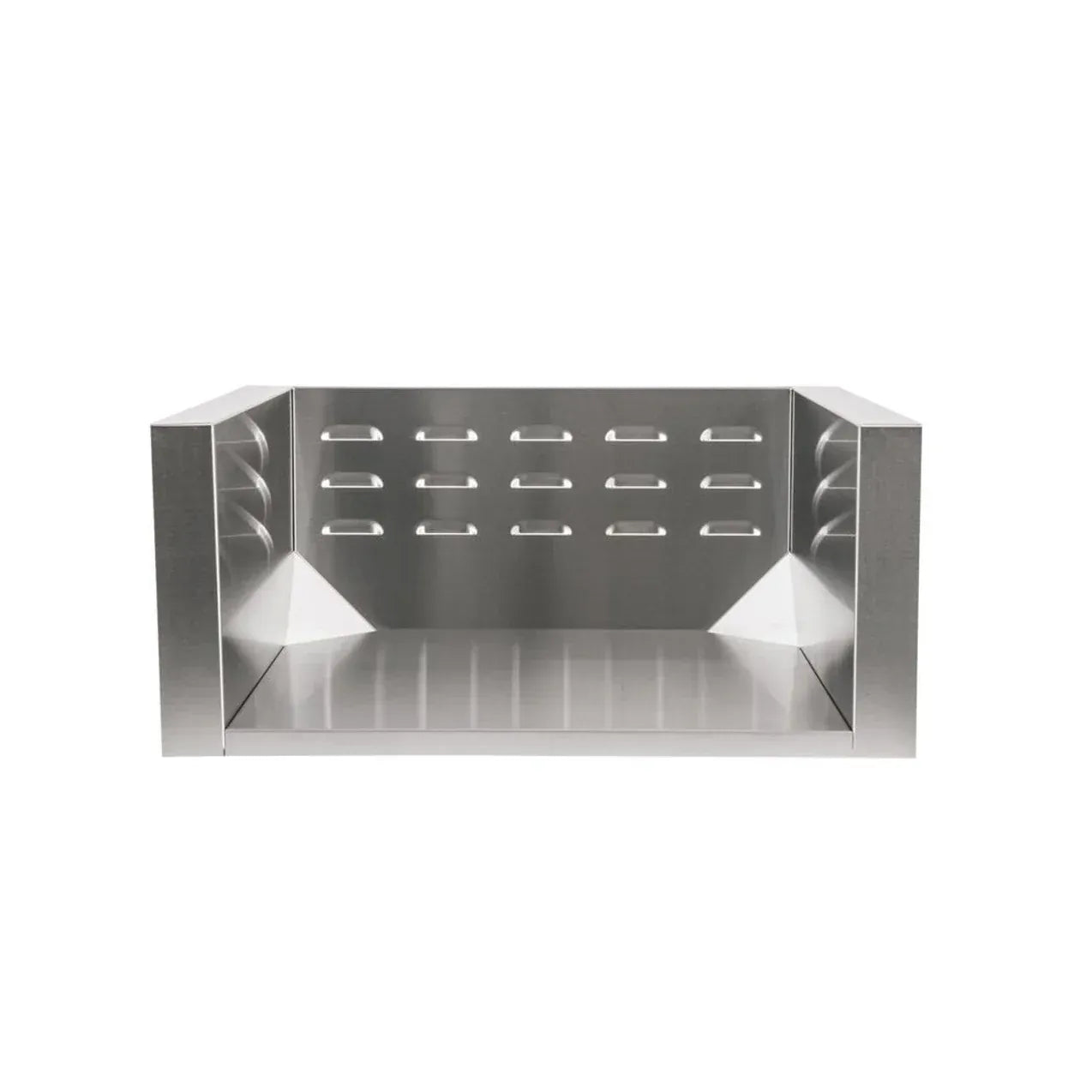 Coyote stainless steel insulated jacket with vented back for grill or power burner, ideal for premium outdoor kitchens.