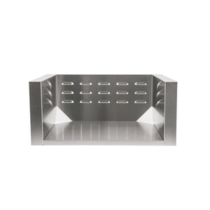 Coyote stainless steel insulated jacket with vented back for grill or power burner, ideal for premium outdoor kitchens.