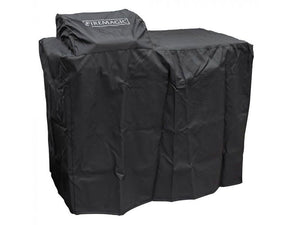Fire Magic black grill cover shields your outdoor grill island, protecting premium finishes and components.
