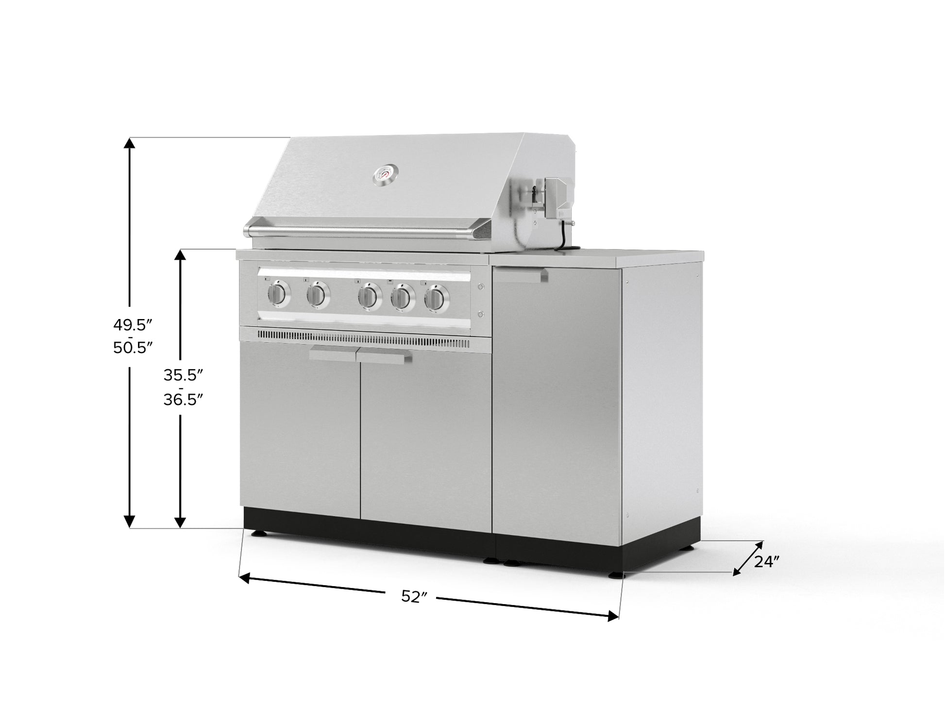 Premium 304 stainless-steel grill with 4 burners, side burner, and modular outdoor kitchen compatibility.