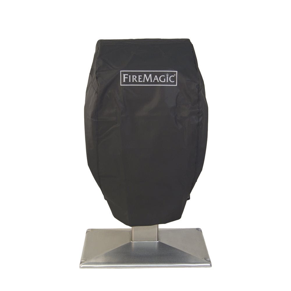 Fire Magic electric grill cover fits pedestal grills with square base; durable protection for outdoor kitchens.