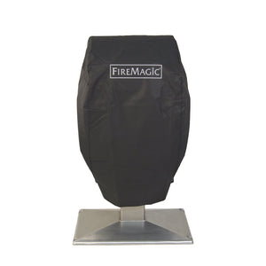 Fire Magic electric grill cover fits pedestal grills with square base; durable protection for outdoor kitchens.