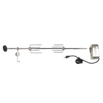 Fire Magic stainless steel rotisserie kit for E25 electric grill with spit rod, forks, and motor—ideal for outdoor kitchens.