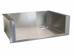 Stainless steel liner tray with raised sides and a rear rectangular cutout, ideal for premium outdoor kitchens.