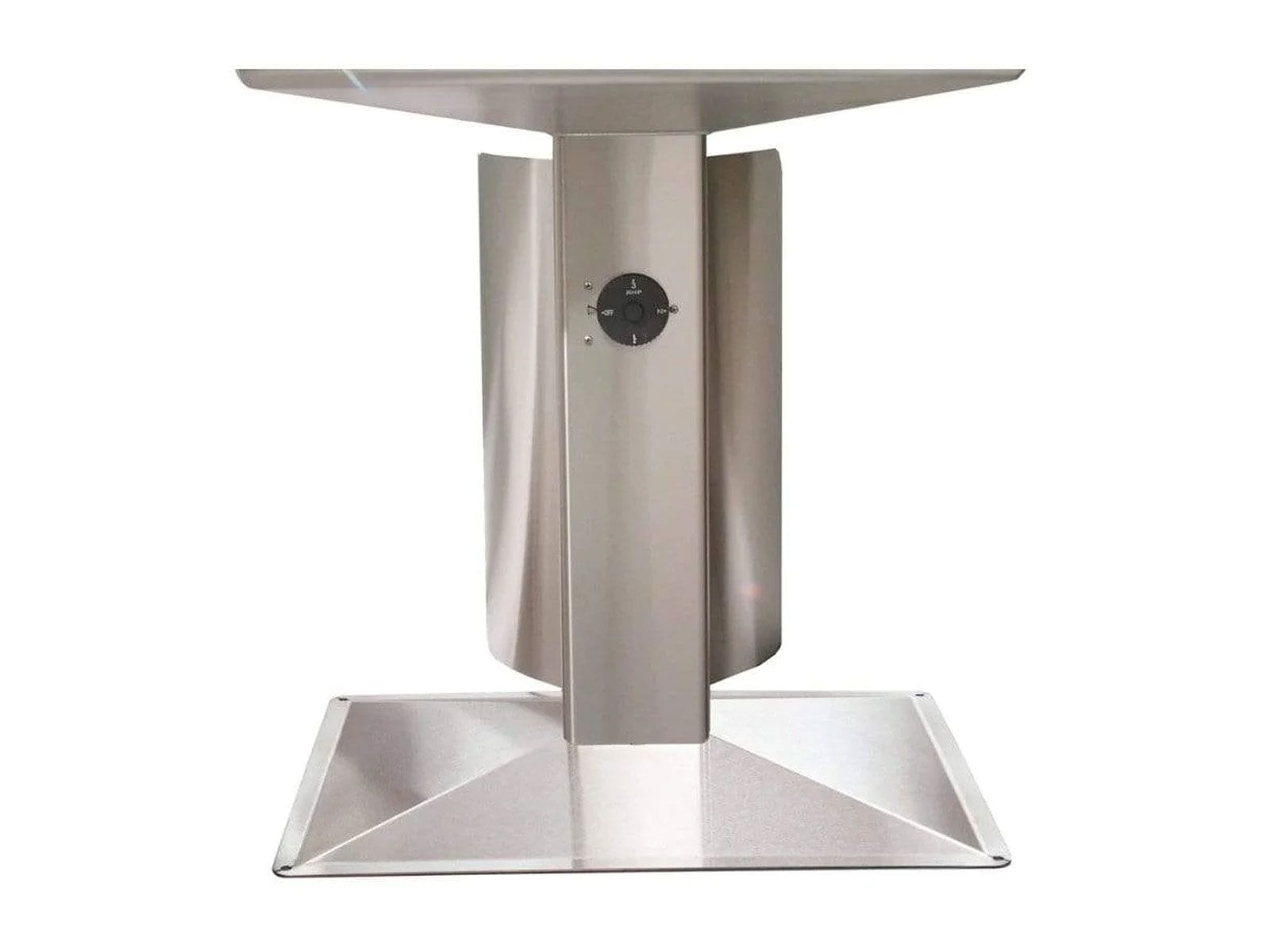 Premium Firemagic stainless steel patio heater with propane tank shield, ideal for upscale outdoor kitchens.