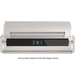 Firemagic electric grill with digital display and control panel, closed lid, ideal for luxury outdoor kitchens.