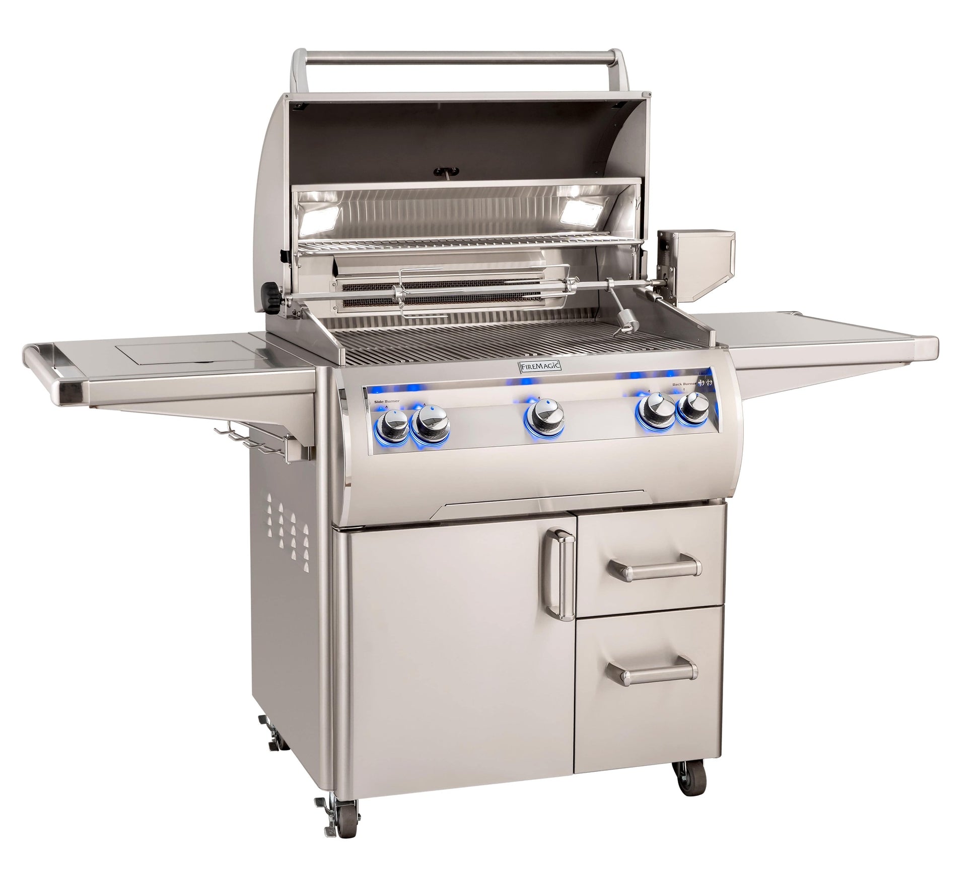 Firemagic Grills Fire Magic Echelon Diamond E660s Portable Grill with Rotisserie, Analog Thermometer and Flush Mounted Single Side Burner / E660s-9EAN(P)-62, E660s-9LAN(P)-62, E660s-9EAN(P)-62-W, E660s-9LAN(P)-62-W