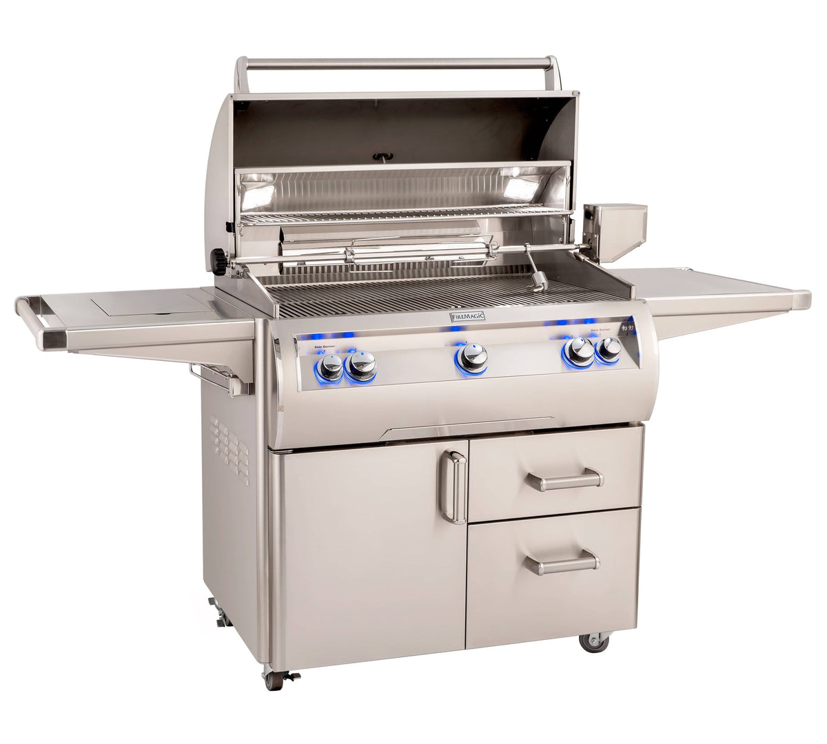 Firemagic Grills Fire Magic Echelon Diamond E790s Portable Grill with Rotisserie, Analog Thermometer and Flush Mounted Single Side Burner / E790s-9EAN(P)-62, E790s-9LAN(P)-62, E790s-9EAN(P)-62-W, E790s-9LAN(P)-62-W
