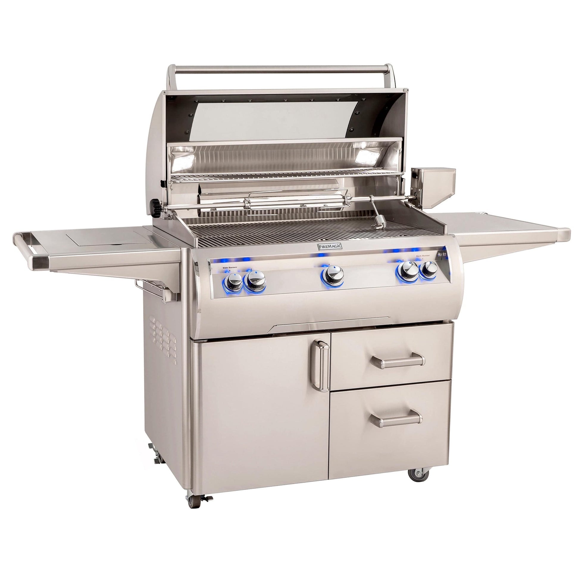 Firemagic Grills Fire Magic Echelon Diamond E790s Portable Grill with Rotisserie, Analog Thermometer and Flush Mounted Single Side Burner / E790s-9EAN(P)-62, E790s-9LAN(P)-62, E790s-9EAN(P)-62-W, E790s-9LAN(P)-62-W
