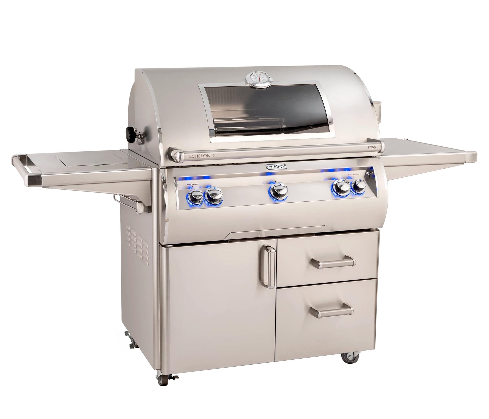 Firemagic Grills Fire Magic Echelon Diamond E790s Portable Grill with Rotisserie, Analog Thermometer and Flush Mounted Single Side Burner / E790s-9EAN(P)-62, E790s-9LAN(P)-62, E790s-9EAN(P)-62-W, E790s-9LAN(P)-62-W
