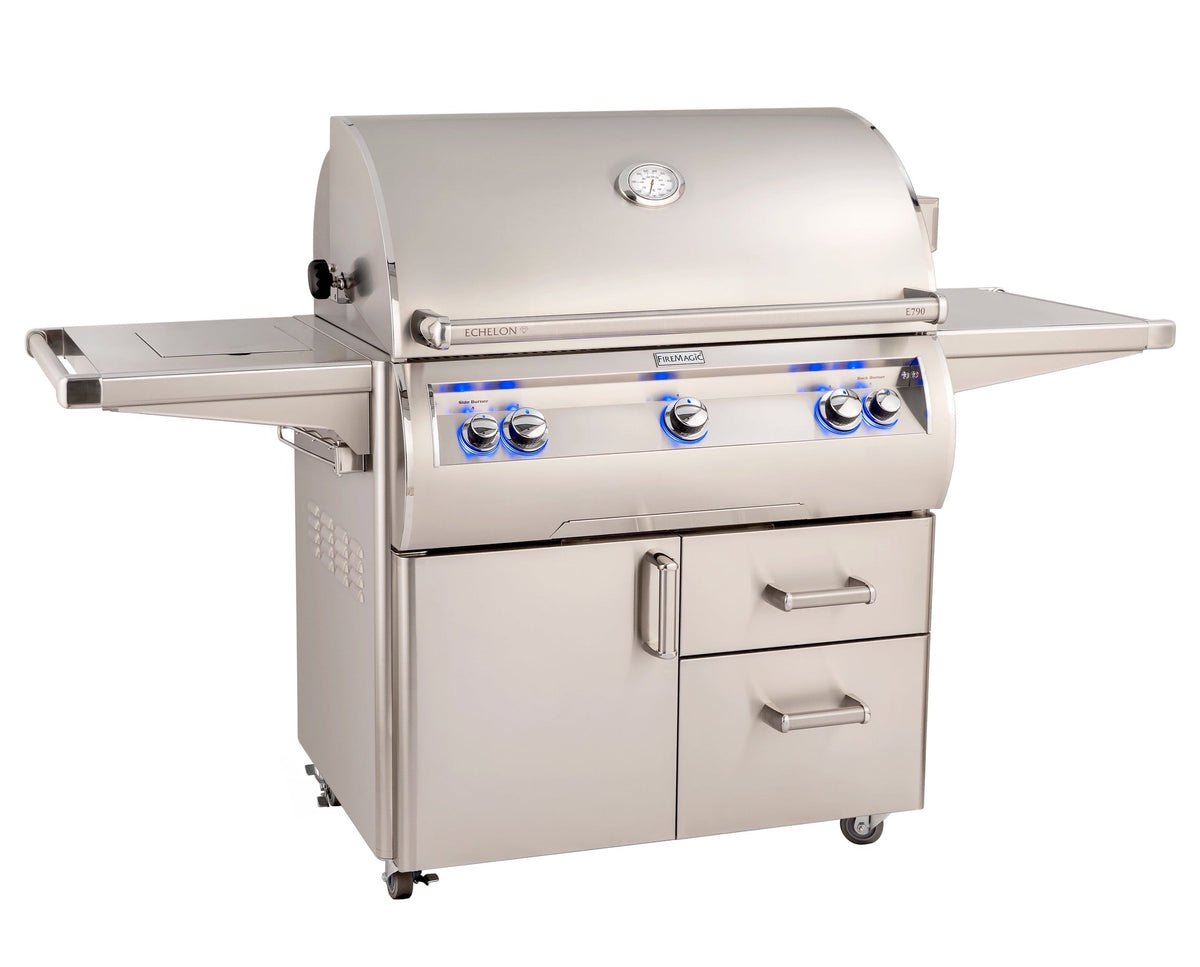 Firemagic Grills Fire Magic Echelon Diamond E790s Portable Grill with Rotisserie, Analog Thermometer and Flush Mounted Single Side Burner / E790s-9EAN(P)-62, E790s-9LAN(P)-62, E790s-9EAN(P)-62-W, E790s-9LAN(P)-62-W